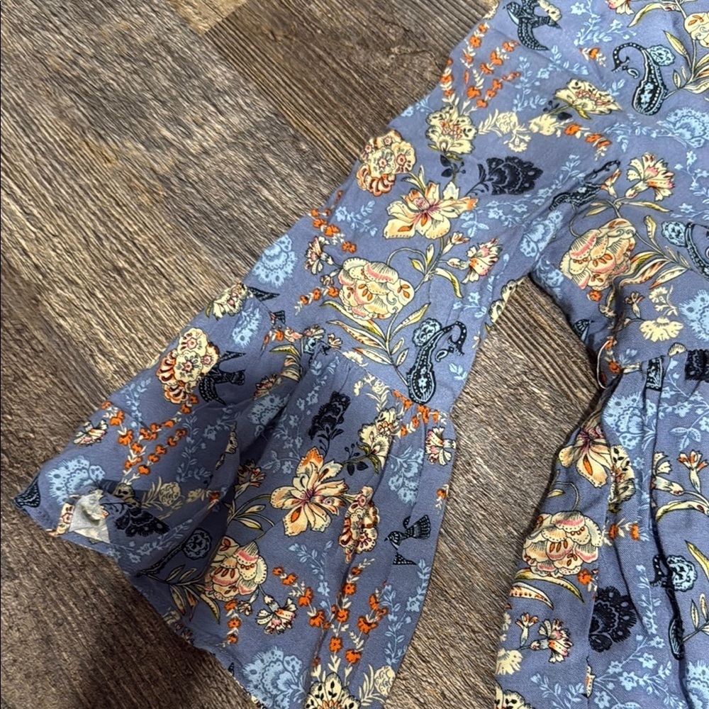 Floral Blue Kids Dress - Picture 5 of 8